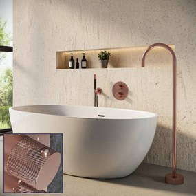 Saniclear Copper Curved Pro inbouw badkraan rond met vrijstaande uitloop geborsteld koper