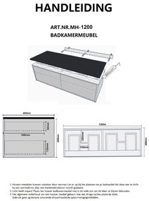 B-Stone Perryton badmeubel eiken met toppaneel antraciet 120cm