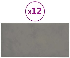vidaXL Wandpanelen 12 st 0,54 m² 30x15 cm fluweel lichtgrijs