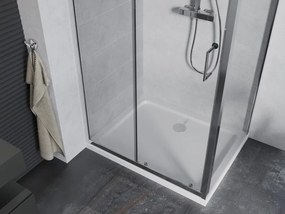 Mexen Apia schuifbare douchecabine 120 x 90 cm, transparant, chroom + Flat douchebak - 840-120-090-01-00-4010