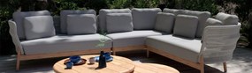 4 Seasons Outdoor Avalon hoekbank met 2 Ceylon tafels  Loungeset    houtkleur weerbestendig