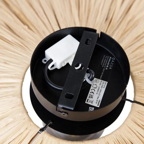 Landelijke wandlamp zwart met touw 45 cm - Leia