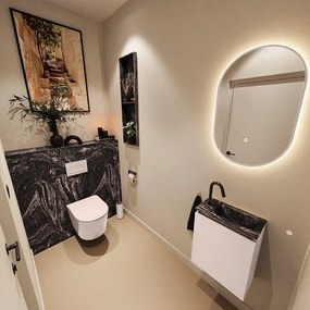 MONDIAZ TURE-DLUX 40cm toiletmeubel Rosee. EDEN wastafel Lava positie rechts. Met 1 kraangat. TUREDX40ROSR1LAV