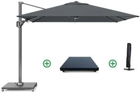Zweefparasol 2.7x2.7m T2 (incl. voet + hoes) antracite Grijs-antraciet Platinum Voyager