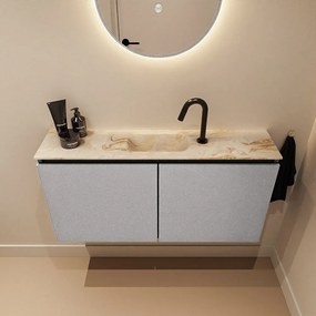 Mondiaz Ture DLux toiletmeubel 100cm plata met wastafel frappe midden met kraangat