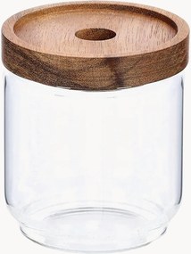 Glazen bewaarpot Annabelle met acaciahouten deksel, 435 ml, 12-delig