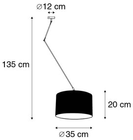 Eettafel / Eetkamer Hanglamp staal met kap 35 cm wit verstelbaar - Blitz Modern E27 rond Binnenverlichting Lamp