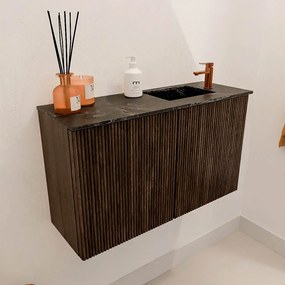 Mondiaz Joya DLux 70cm toiletmeubel walnut met wastafel faye rechts 1 kraangat lava