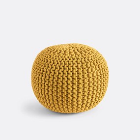Gevlochten ronde poef Bisho