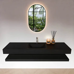 Zaro Alan badmeubel 160cm met planchet urban en vrijhangende wastafel cloud midden 1 kraangat urban