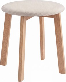 Mazzoni ZOI Lichtbeige (stof Storm 04)/eiken onderstel - RONDE GESTOFFEERDE KRUK VOOR KEUKEN/WOONKAMER