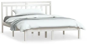 vidaXL Bedframe massief hout wit 150x200 cm 5FT king size
