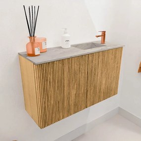 Mondiaz Joya DLux 70cm toiletmeubel oak met wastafel faye rechts 1 kraangat glace
