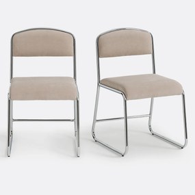 Set van 2 stoelen van chroom en stof Celestina