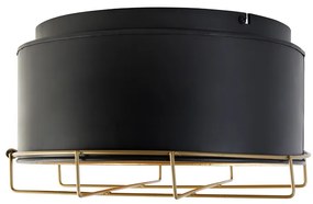 Industriële plafondlamp zwart met goud 35 cm - Barril