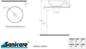 Sanicare waskom Rondo 40 cm.