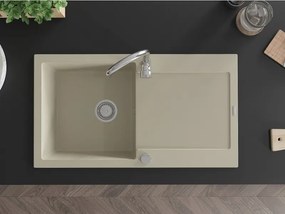 Mexen Leo granieten spoelbak 1-kompartment met afdruiprek 900 x 500 mm, beige, sifon chroom - 6501901010-69