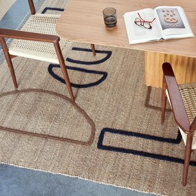 Vloerkleed in jute, gevlochten motief, Euphie