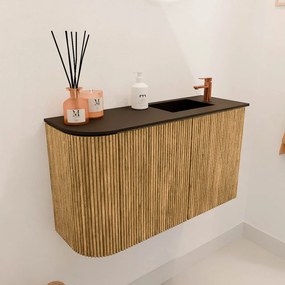 Mondiaz Joya 70cm toiletmeubel ronding links oak met wastafel faye rechts 1 kraangat urban