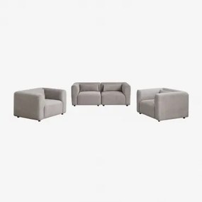 2-delige Modulaire Bank En 2 Fogler Fauteuils Corduroy Grijs – Taupe – Koel - Sklum