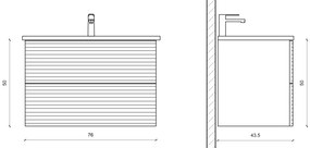 Sanigoods Maisy onderkast met ribbelfront 80cm eiken