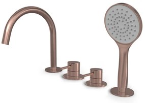 Hotbath Buddy Badrandcombinatie - met uitloop - één hendel mengkraan - Geborsteld koper PVD B173BCP