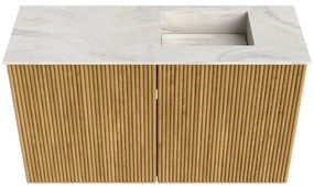 Mondiaz Joya DLux 70cm toiletmeubel oak met wastafel faye rechts zonder kraangat ostra