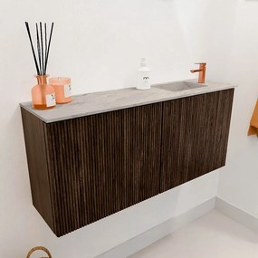 Mondiaz Joya DLux 90cm toiletmeubel walnut met wastafel faye rechts 1 kraangat glace