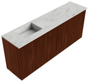 Mondiaz Joya DLux 100cm toiletmeubel ruby met wastafel faye links zonder kraangat opalo