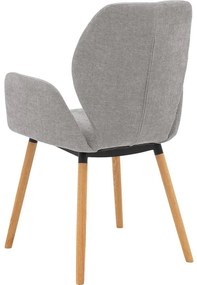 Goossens Eetkamerstoel Hera grijs stof met armleuning, modern design