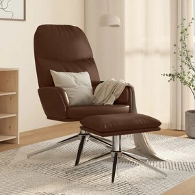 vidaXL Relaxstoel met voetensteun kunstleer glanzend bruin