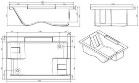 Lambini Designs Puglia bubbelbad 180x120cm elektronisch 6+4+2 hydrojets en 12 aerojets met bedieningspaneel chroom