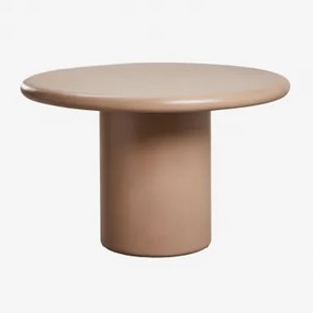 Ronde Eettafel In Cement Namara Ø120 Cm & Licht Kameelbruin - Sklum