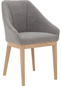 Goossens Eetkamerstoel Koncept lichtgrijs stof met armleuning, modern design