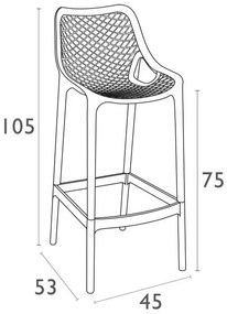 Siesta  Barkruk Buiten - 75 cm - Air - Donkergrijs - Siesta