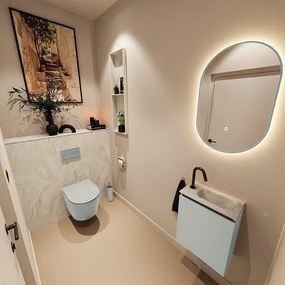 MONDIAZ TURE-DLUX 40cm toiletmeubel Greey. EDEN wastafel Ostra positie rechts. Met 1 kraangat. TUREDX40GRER1OST