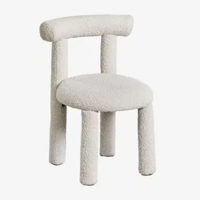 Pack Van 4 Eetkamerstoelen In Bouclé Stof Gia Uit Witte Bouclé Stof - Sklum