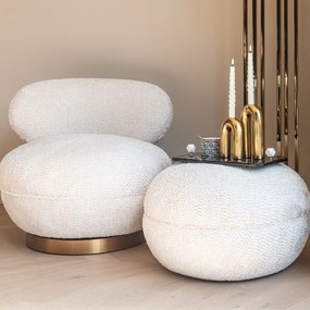 Richmond Interiors Jace Ronde Fauteuil Creme Met Goud Draaibaar