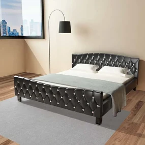 vidaXL Bed met matras kunstleer zwart 180x200 cm