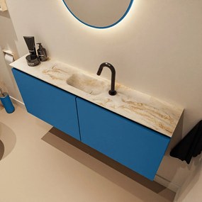 Mondiaz Ture DLux toiletmeubel 120cm jeans met wastafel frappe midden met kraangat