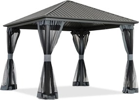 Metalen tuinhuisje Sardinia 3x3 met klamboe Garden Point antraciet