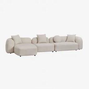 Modulaire Linker Chaise Longue Bank Van 3 Delen In Chenille Coco Chenille Dik Wit - Sklum