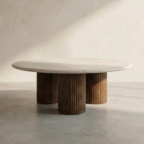 Eleonora Xavi Ronde Salontafel Creme Marmer - 90 X 90cm.