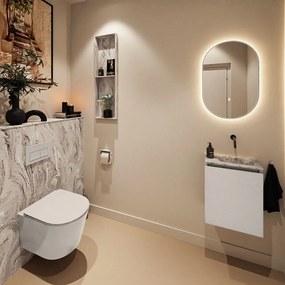 Mondiaz Ture DLux toiletmeubel 40cm linen met wastafel glace rechts zonder kraangat