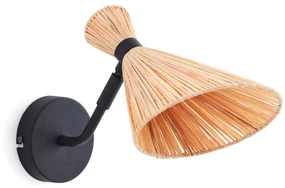 Wandlamp in metaal en raffia, Rozza
