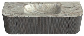 Mondiaz Kurve-dlux 140cm badmeubel ronding links/rechts shadow met 1 lade en 2 deuren en wastafel big small midden 1 kraangat glace