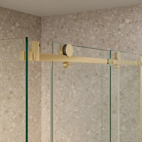 Saniclear Supreme douchecabine 90x90cm anti-kalk geborsteld messing - mat goud