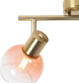 Art Deco spot goud met roze glas 2-lichts - Vidro