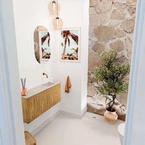 Mondiaz Joya DLux 90cm toiletmeubel oak met wastafel faye rechts zonder kraangat opalo