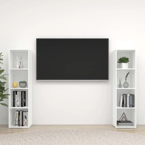 vidaXL Tv-meubelen 2 st 142,5x35x36,5 cm spaanplaat hoogglans wit